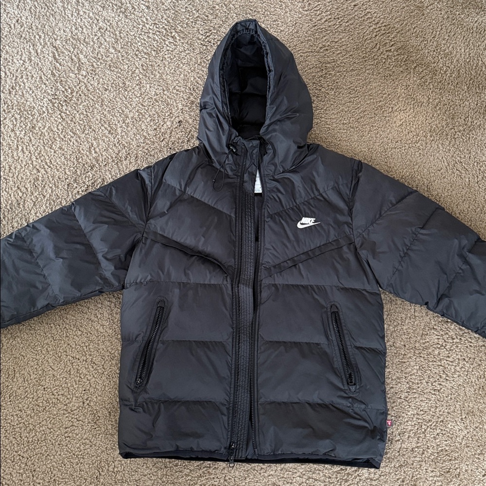 Nike Charcoal Hooded Puffer Jacket Storm Fit